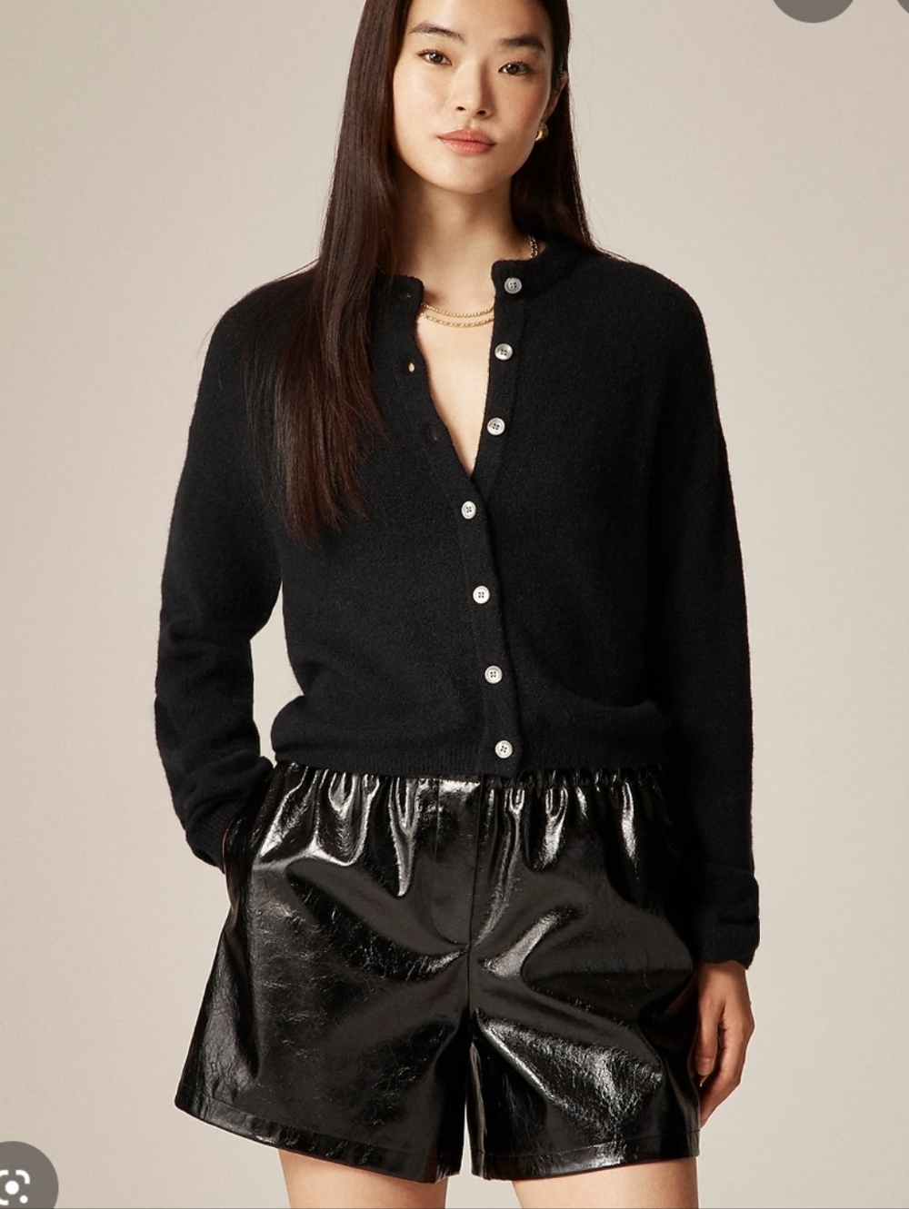 J Crew Supersoft bubble-hem cardigan Sweater CN226 Size L NWT Black